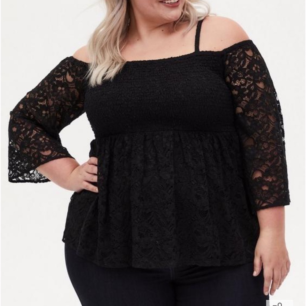 Torrid Top Womens 5X Babydoll Lace Stretch Y2K Whimsigoth Fairy Grunge Witchy